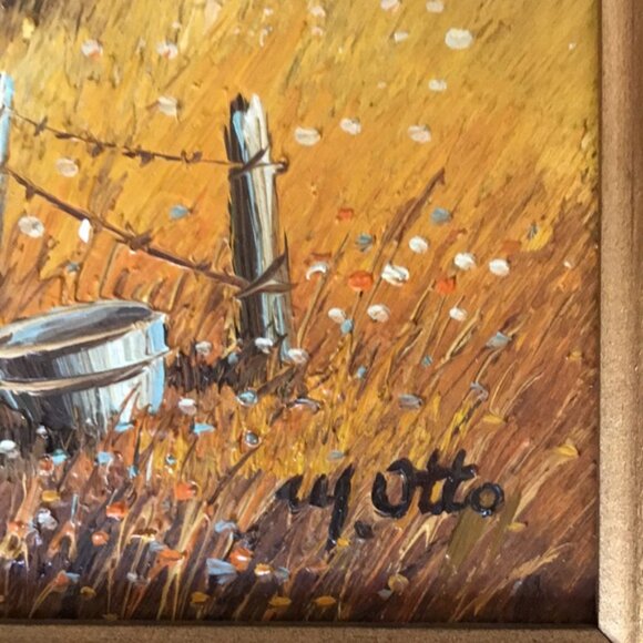 Oil Painting Barn Landscape Signed M. Otto - Picture 3 of 8